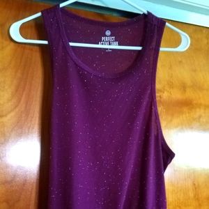 Ladies Active Tank Top size XL Purple with white dots